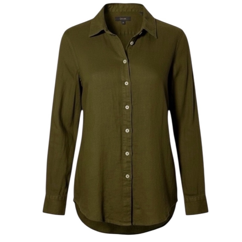 Quince 100%‎ European Linen Long Sleeve Shirt Martini Olive Size XS